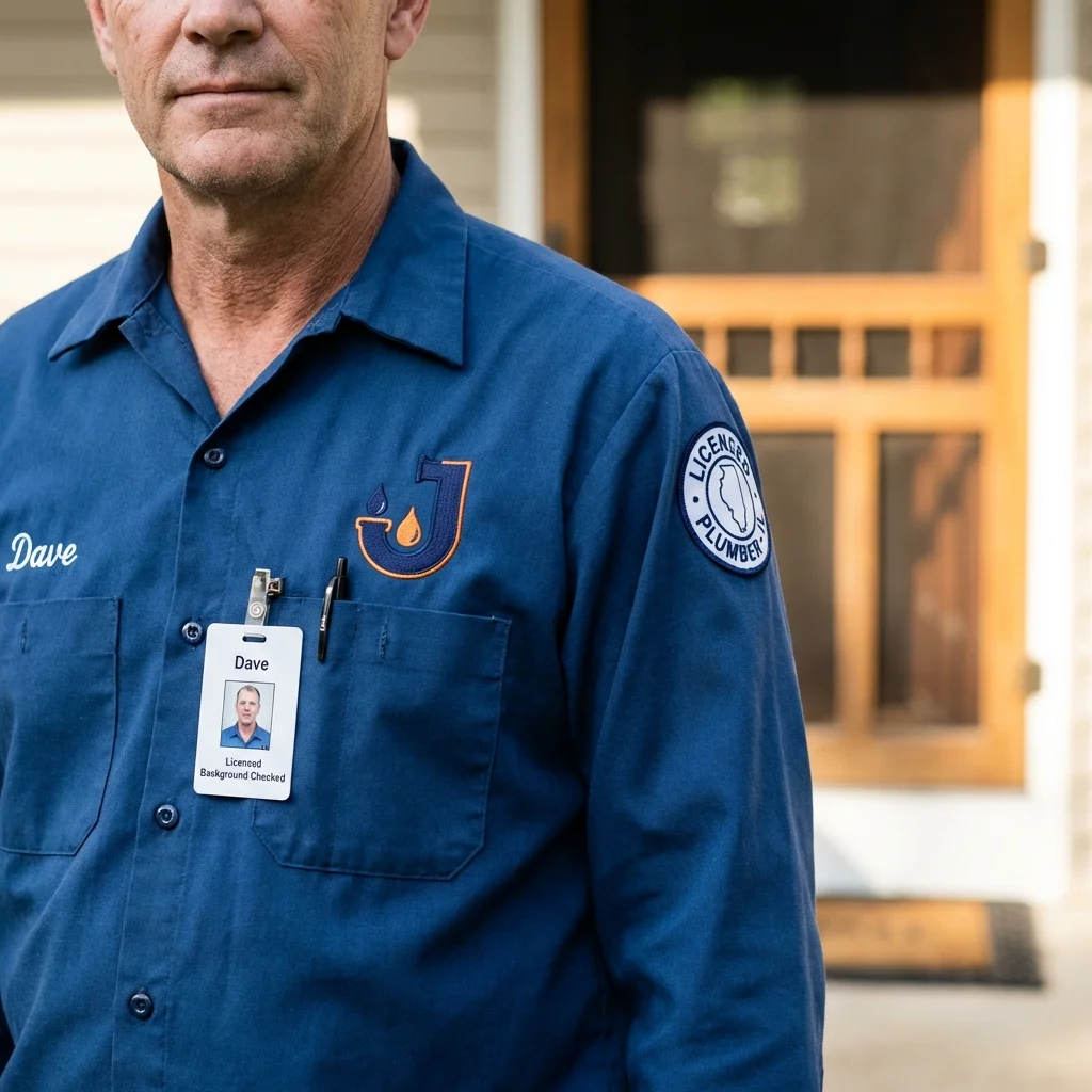 Licensed plumber showing ID badge in Corning, AR