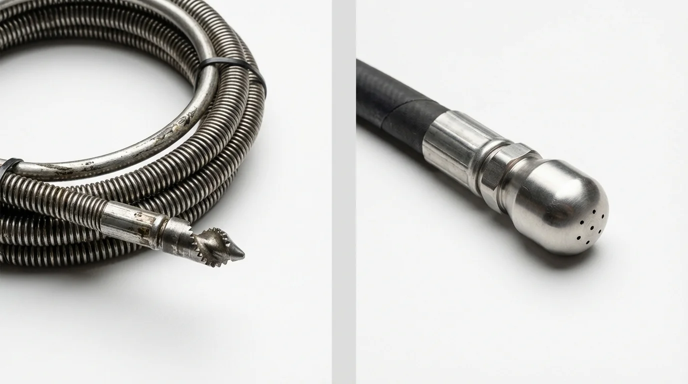 Drain snake cable and hydro jetting nozzle used for drain cleaning in Corning, AR