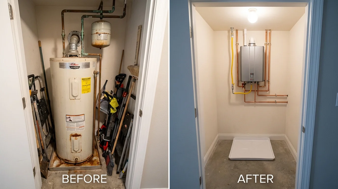 Tank water heater versus wall-mounted tankless unit comparison for Corning, AR homeowners